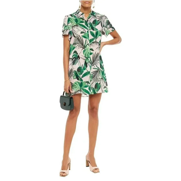 Alice Olivia Womens Jem Printed Cupro Mini Shirt Dress Pink Sz Small to Medium - Picture 1 of 15